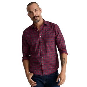 NEW UNTUCKit Men's Stevenson Performance Regular Fit Shirt Red/Navy Plaid XXL